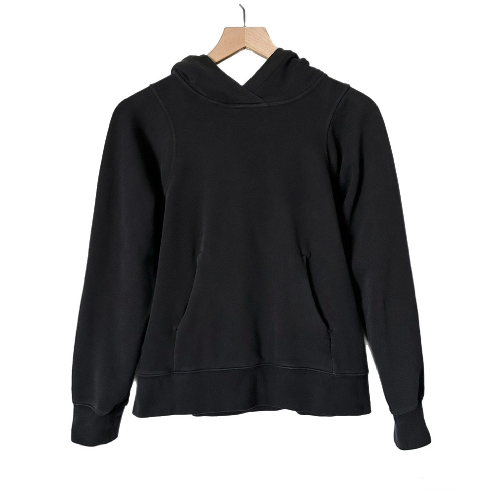 Lululemon Loungeful Pullover Hoodie Cotton Blend Black Kangaroo Pocket Size 6